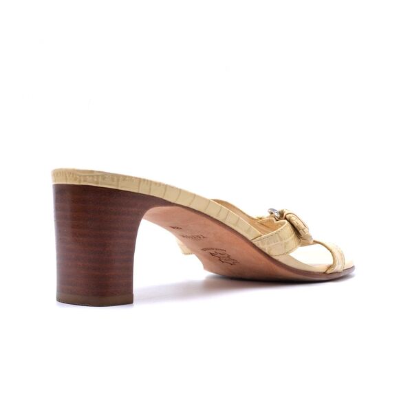 BRIGHTON Tatum Women 9M Leather Square Toe Slide Shoe Buckle Rhinestone Detail - Picture 5 of 11